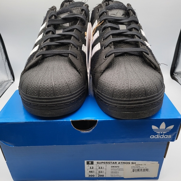NEW Men's Sz 12 Adidas Superstar Atmos Patchwork - Core Black GW3473 - Picture 10 of 10